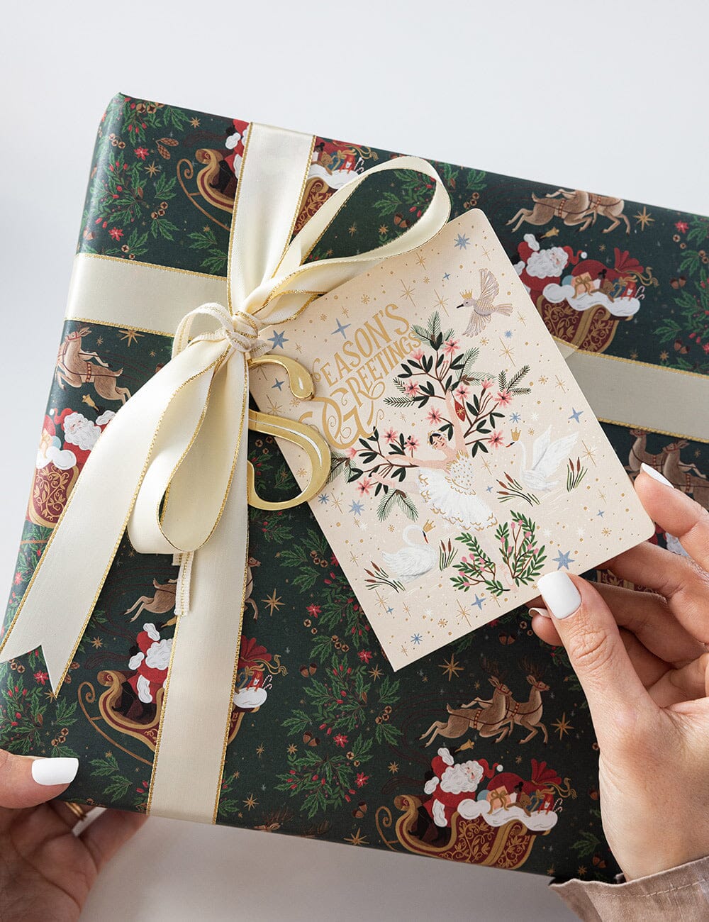 "Seasons Greetings" Christmas Card (Winter's Woodland Ballet)