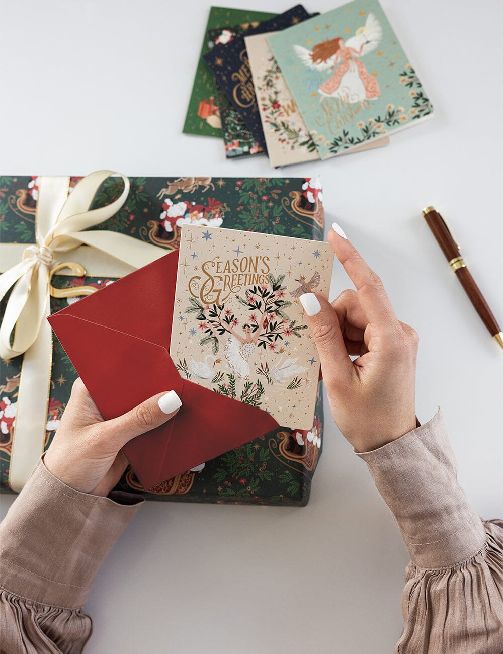 "Seasons Greetings" Christmas Card (Winter's Woodland Ballet)