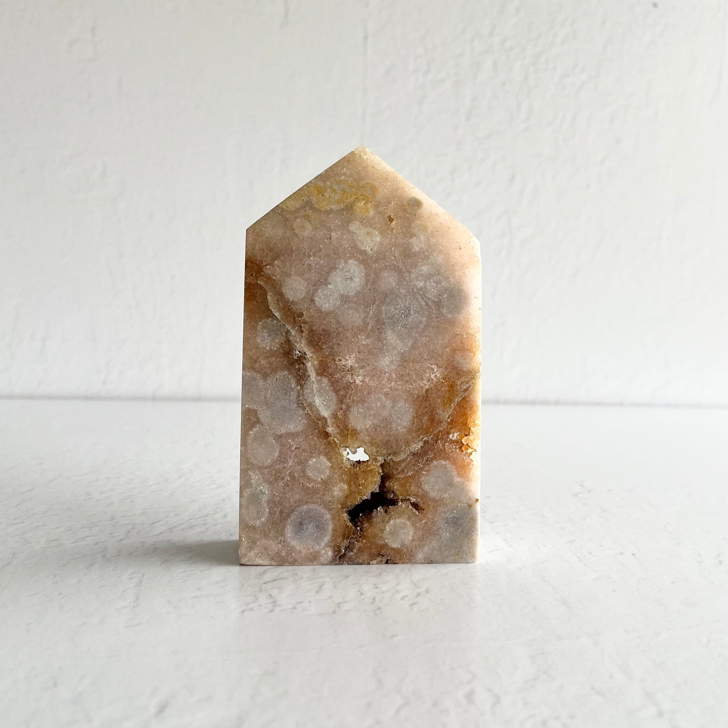 Pink Amethyst, Flower Agate & Citrine Hybrid Tower with druzys (highest quality) / 515g
