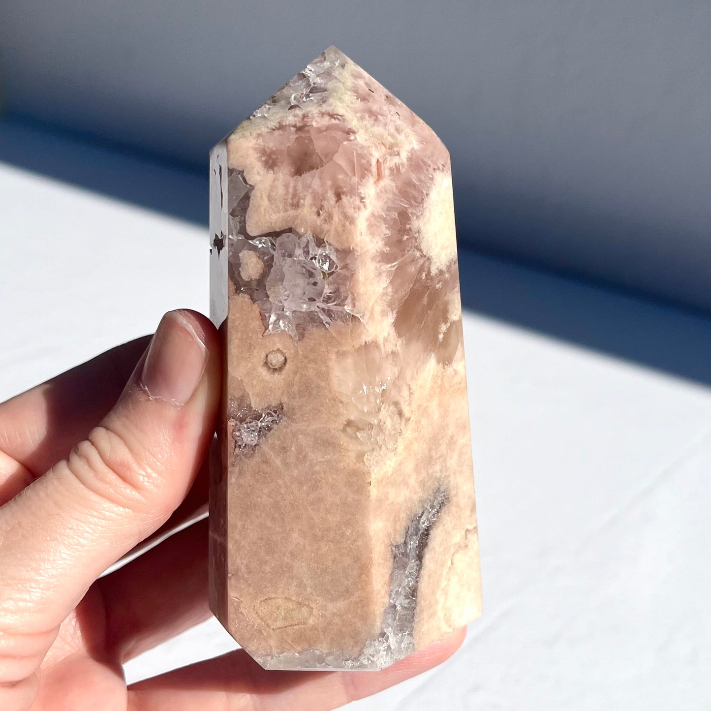 Pink Amethyst Flower Agate Hybrid Point / 308g