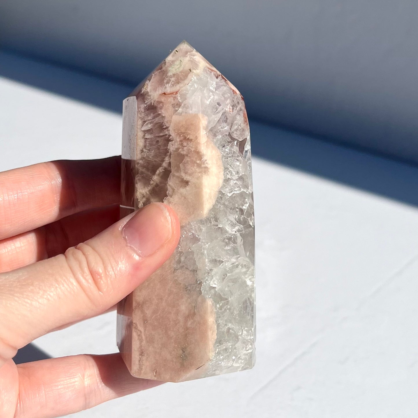 Pink Amethyst Flower Agate Hybrid Point / 308g