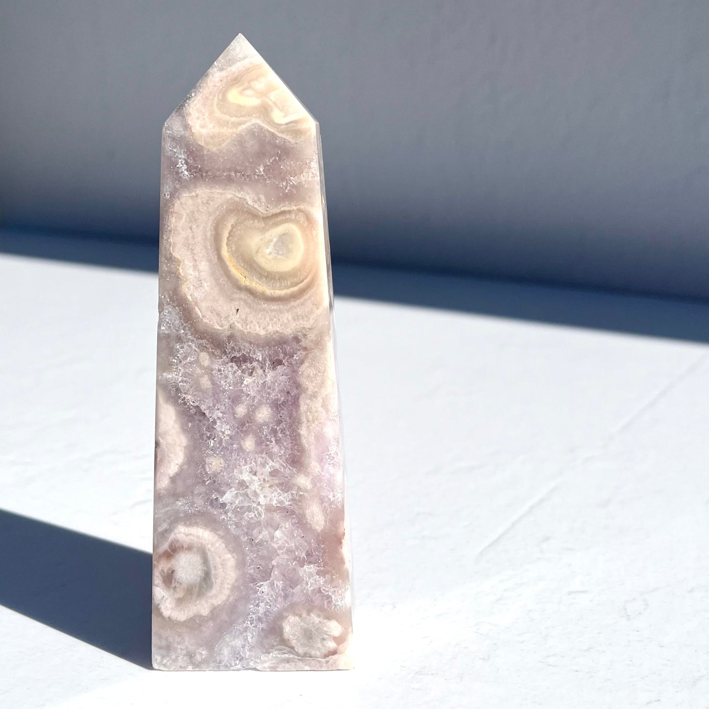 Pink Amethyst Flower Agate Hybrid Obelisk / 290g