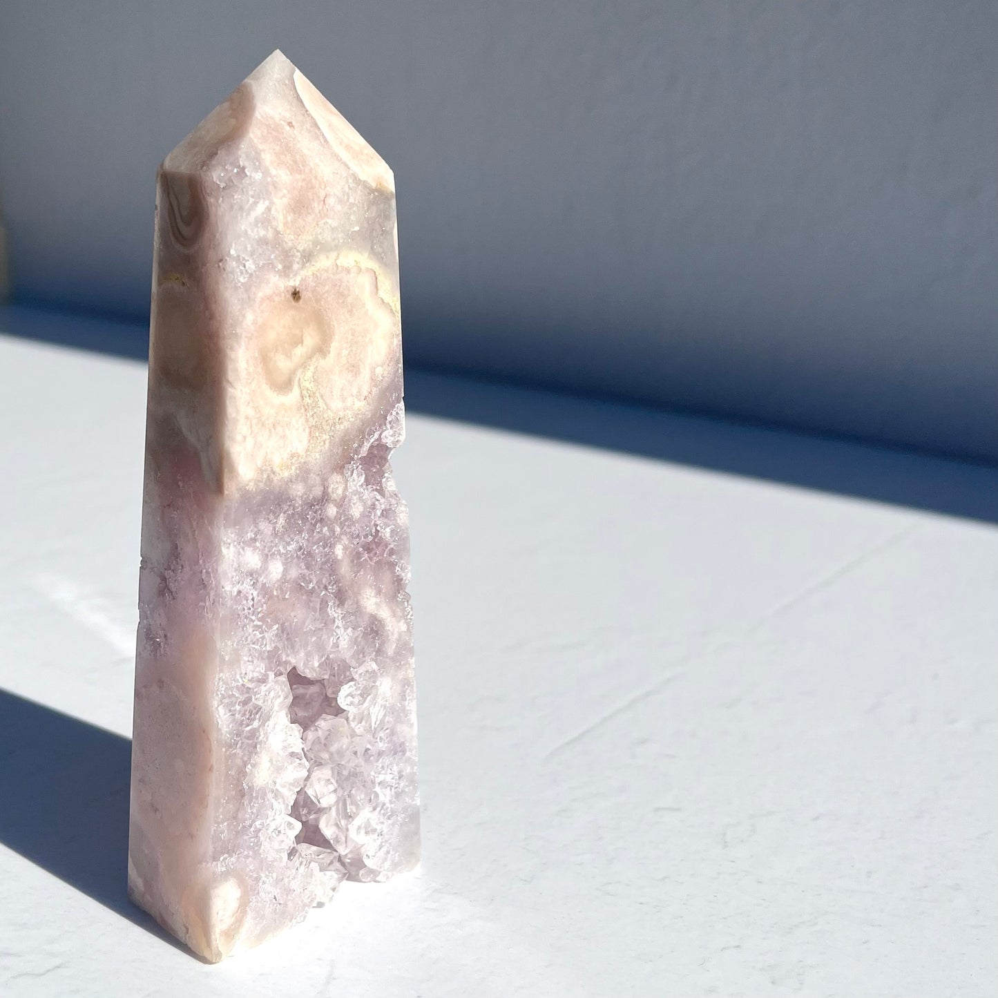 Pink Amethyst Flower Agate Hybrid Obelisk / 290g