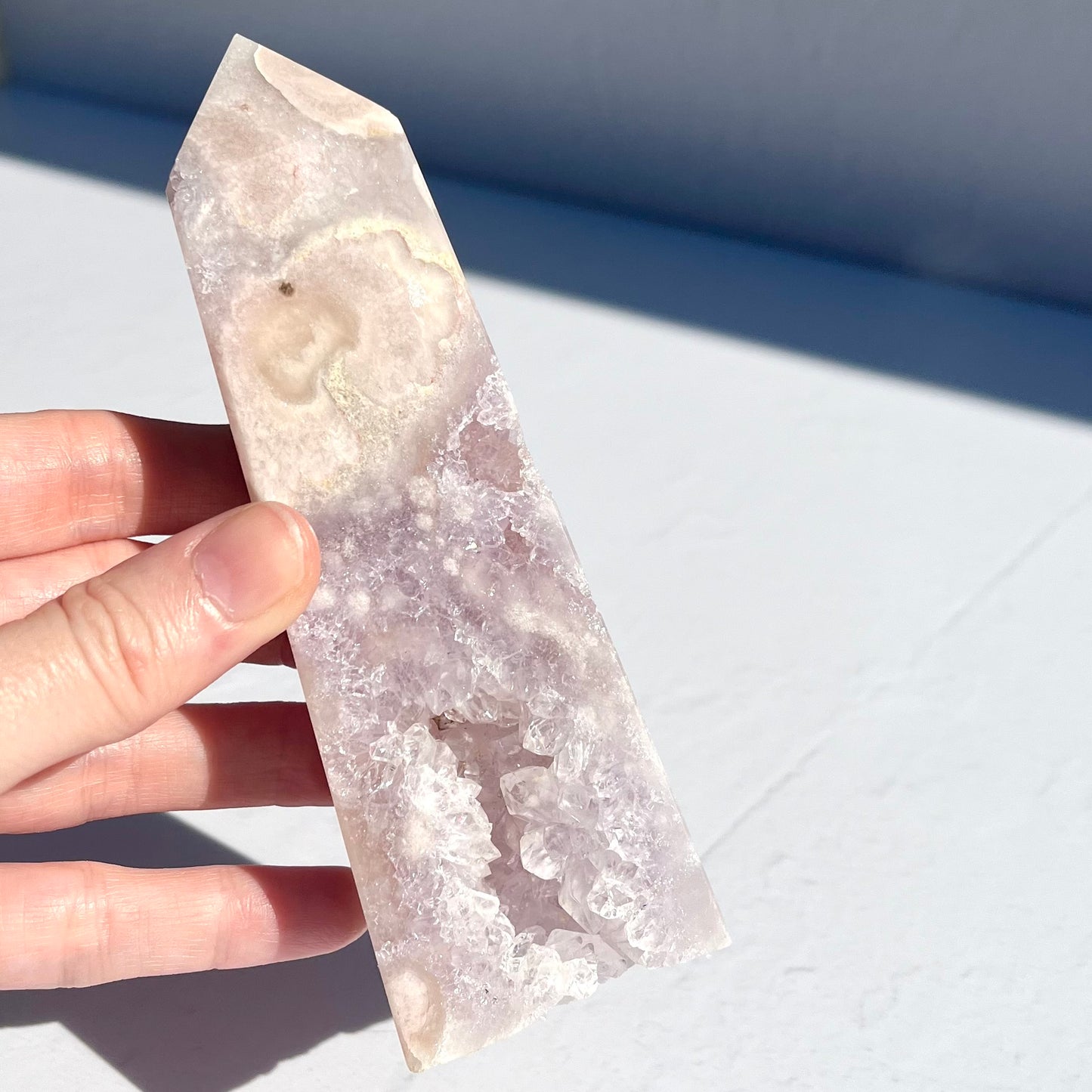 Pink Amethyst Flower Agate Hybrid Obelisk / 290g
