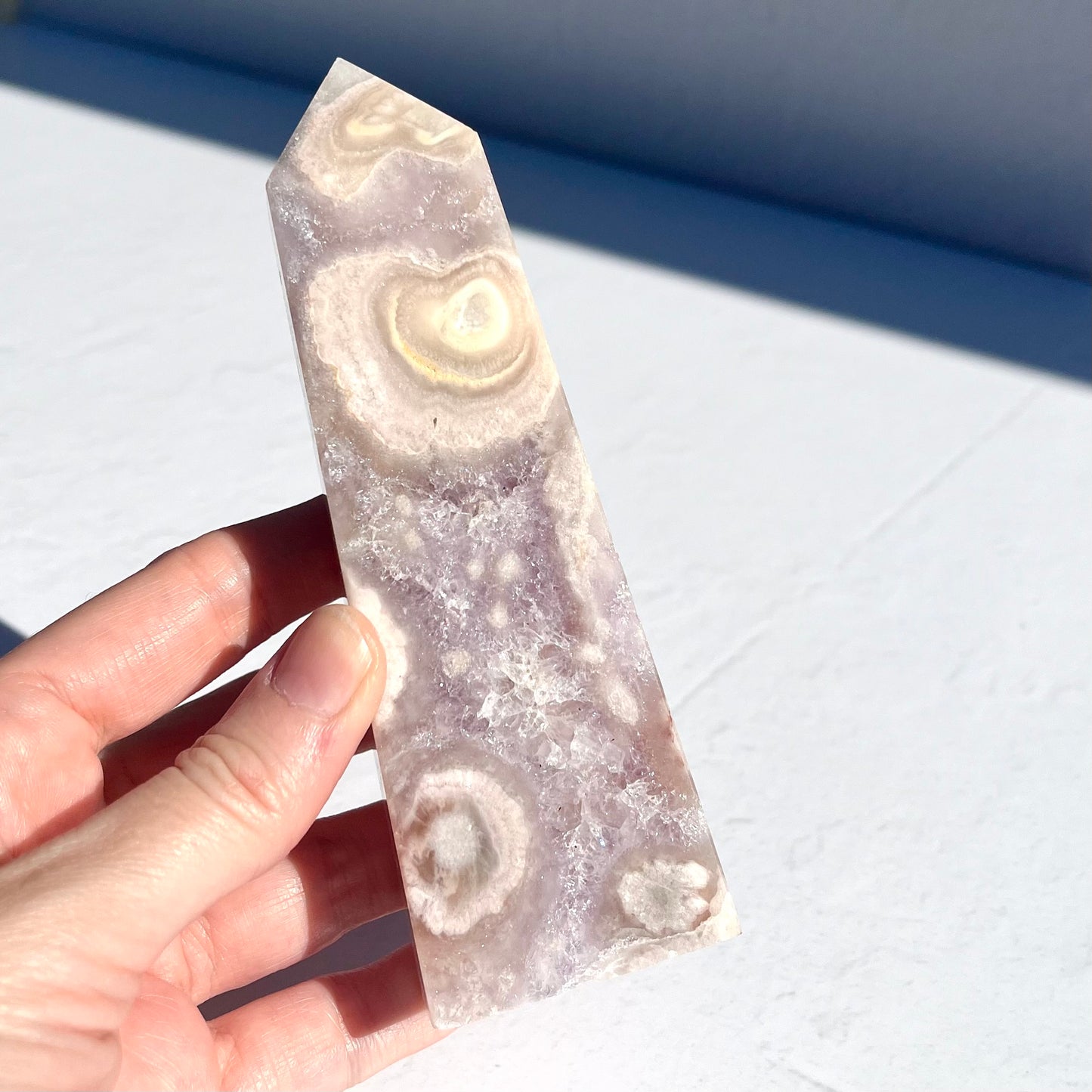 Pink Amethyst Flower Agate Hybrid Obelisk / 290g