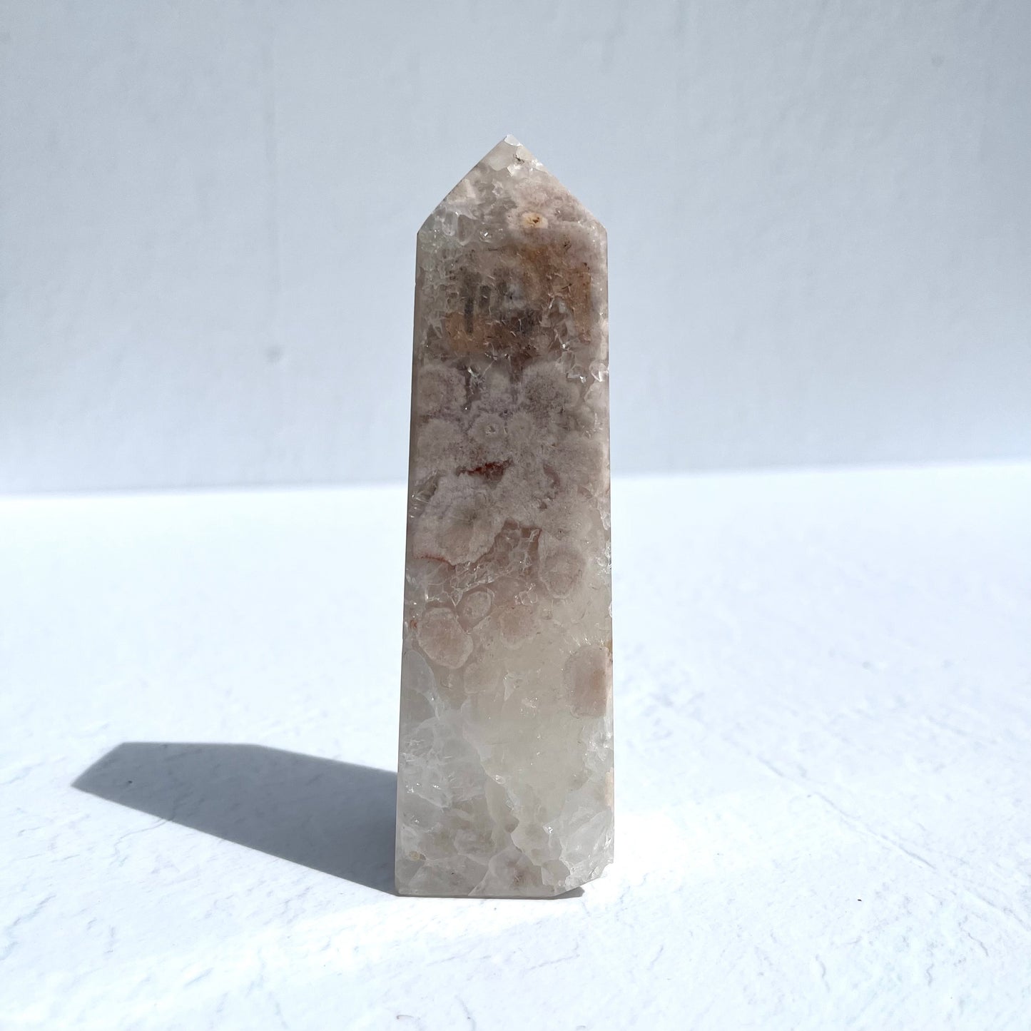 Pink (Sakura) Flower Agate Poin with Quartz / 267g