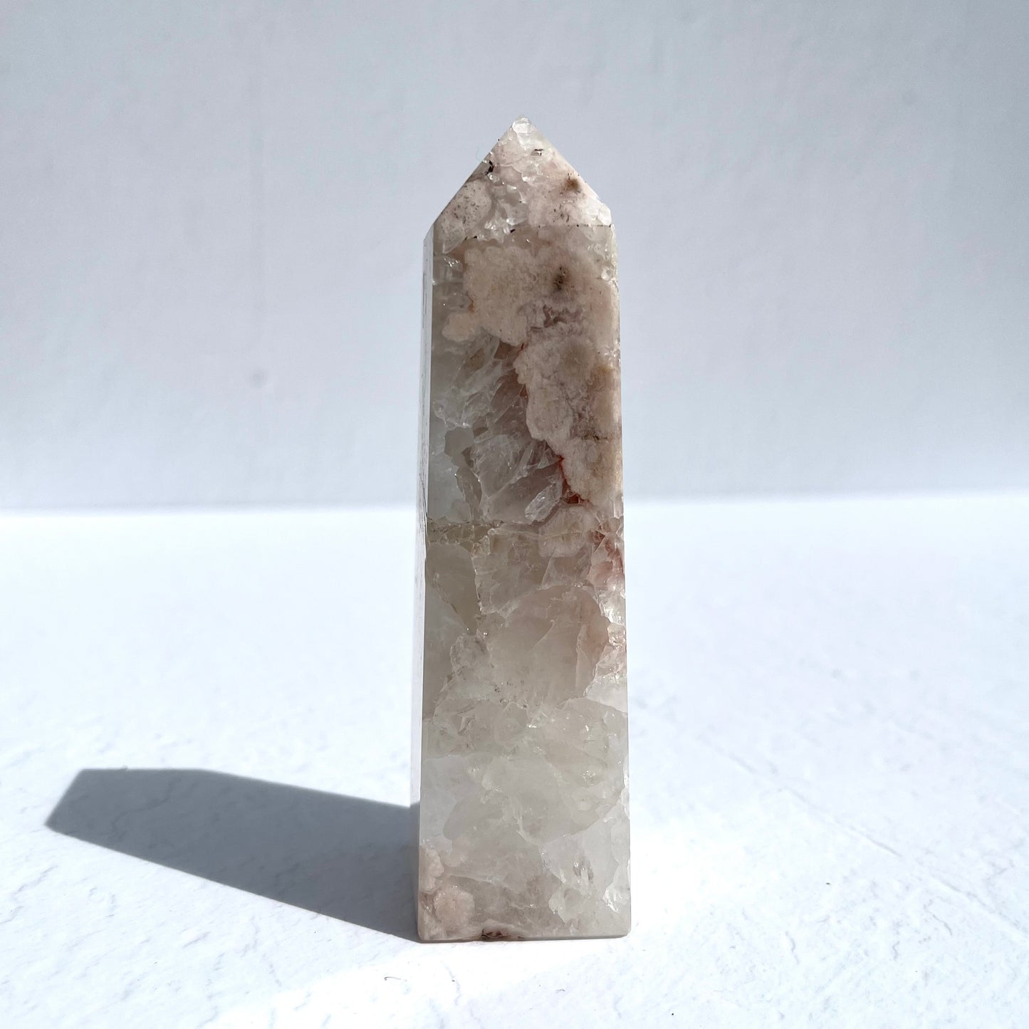 Pink (Sakura) Flower Agate Poin with Quartz / 267g