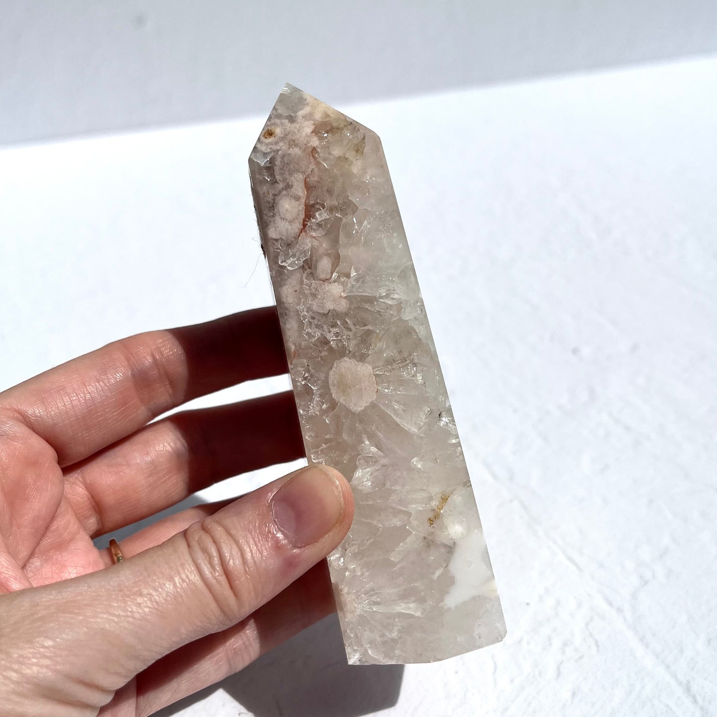 Pink (Sakura) Flower Agate Poin with Quartz / 267g