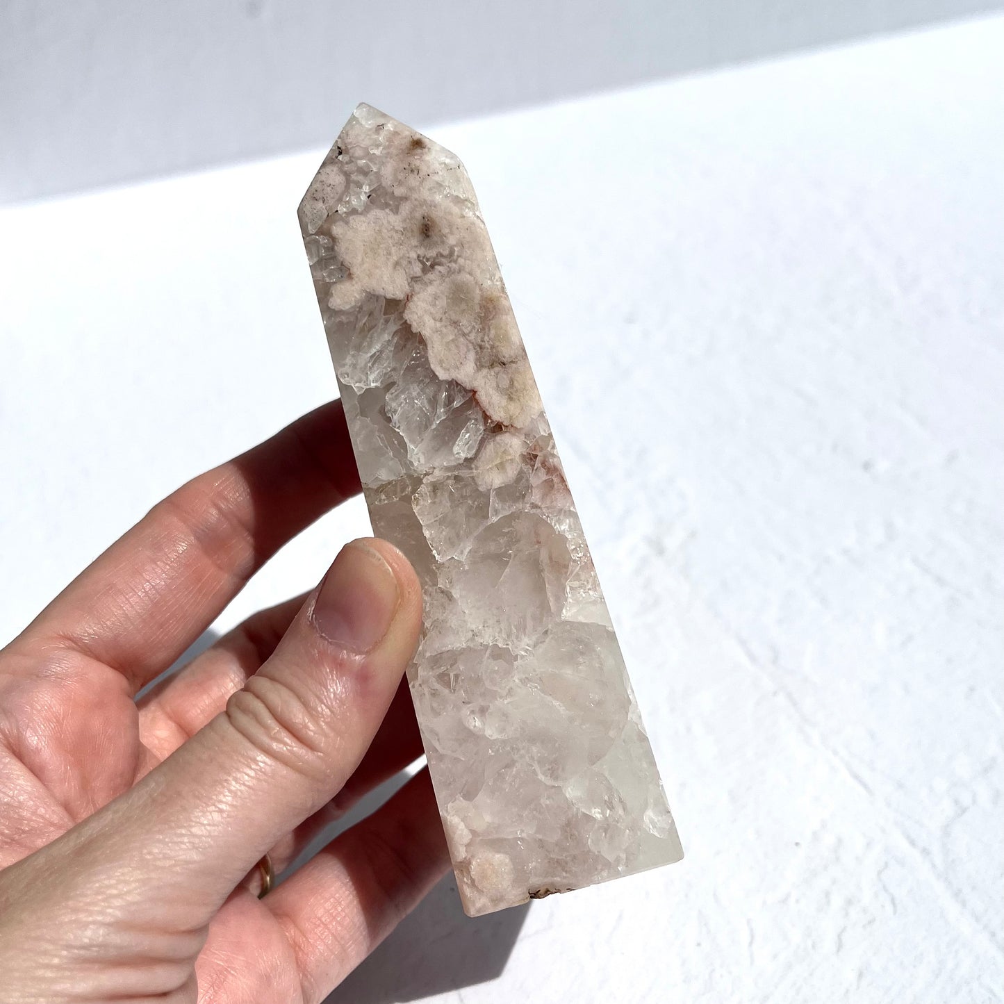 Pink (Sakura) Flower Agate Poin with Quartz / 267g