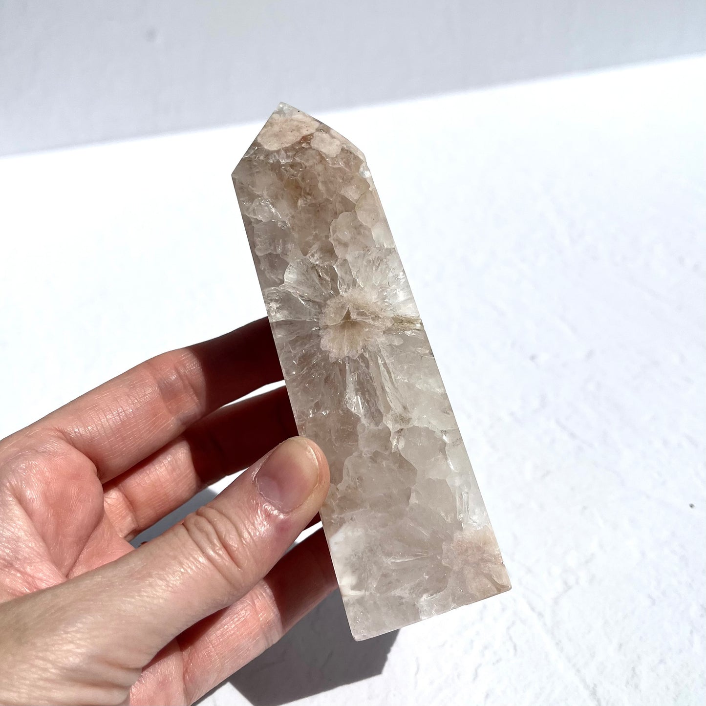Pink (Sakura) Flower Agate Poin with Quartz / 267g