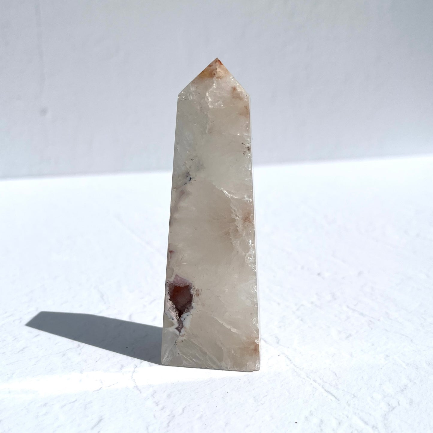 Pink (Sakura) Flower Agate Point with Sugar Druzy / 138g