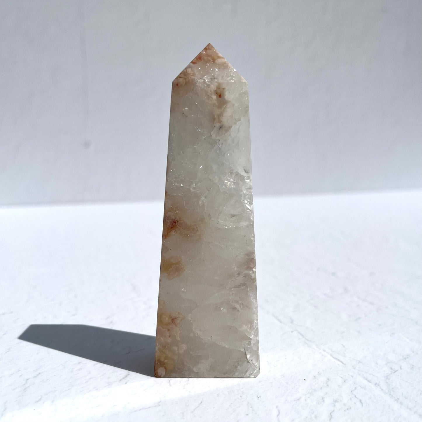 Pink (Sakura) Flower Agate Point with Sugar Druzy / 138g