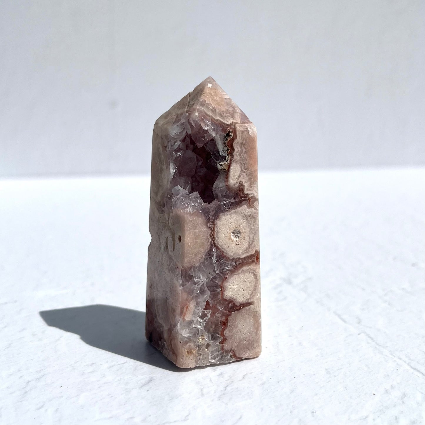 Pink Amethyst & Flower Agate Hybrid Point / 110g