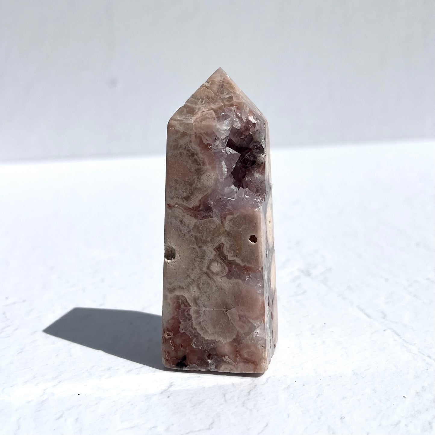 Pink Amethyst & Flower Agate Hybrid Point / 110g
