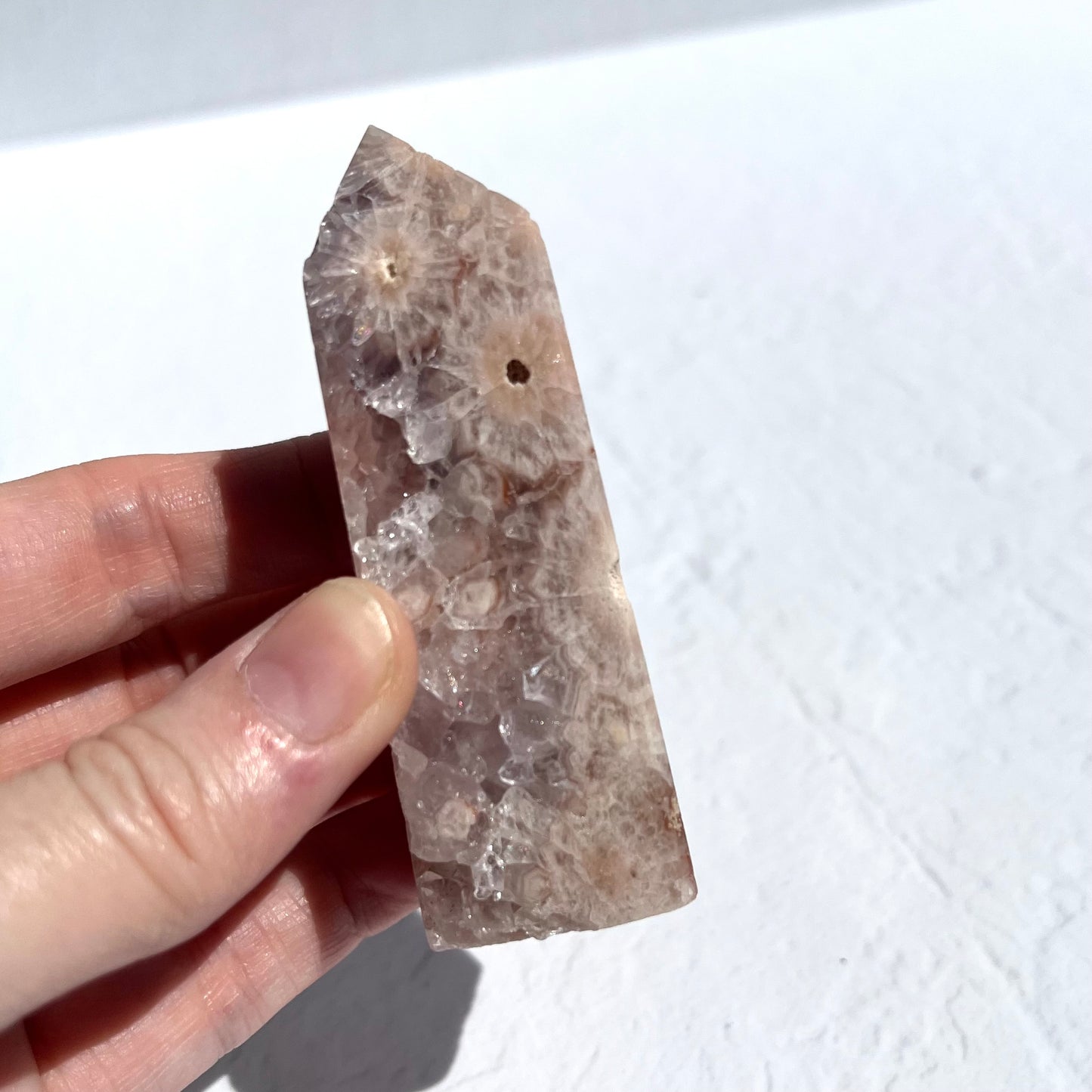 Pink Amethyst & Flower Agate Hybrid Point / 110g