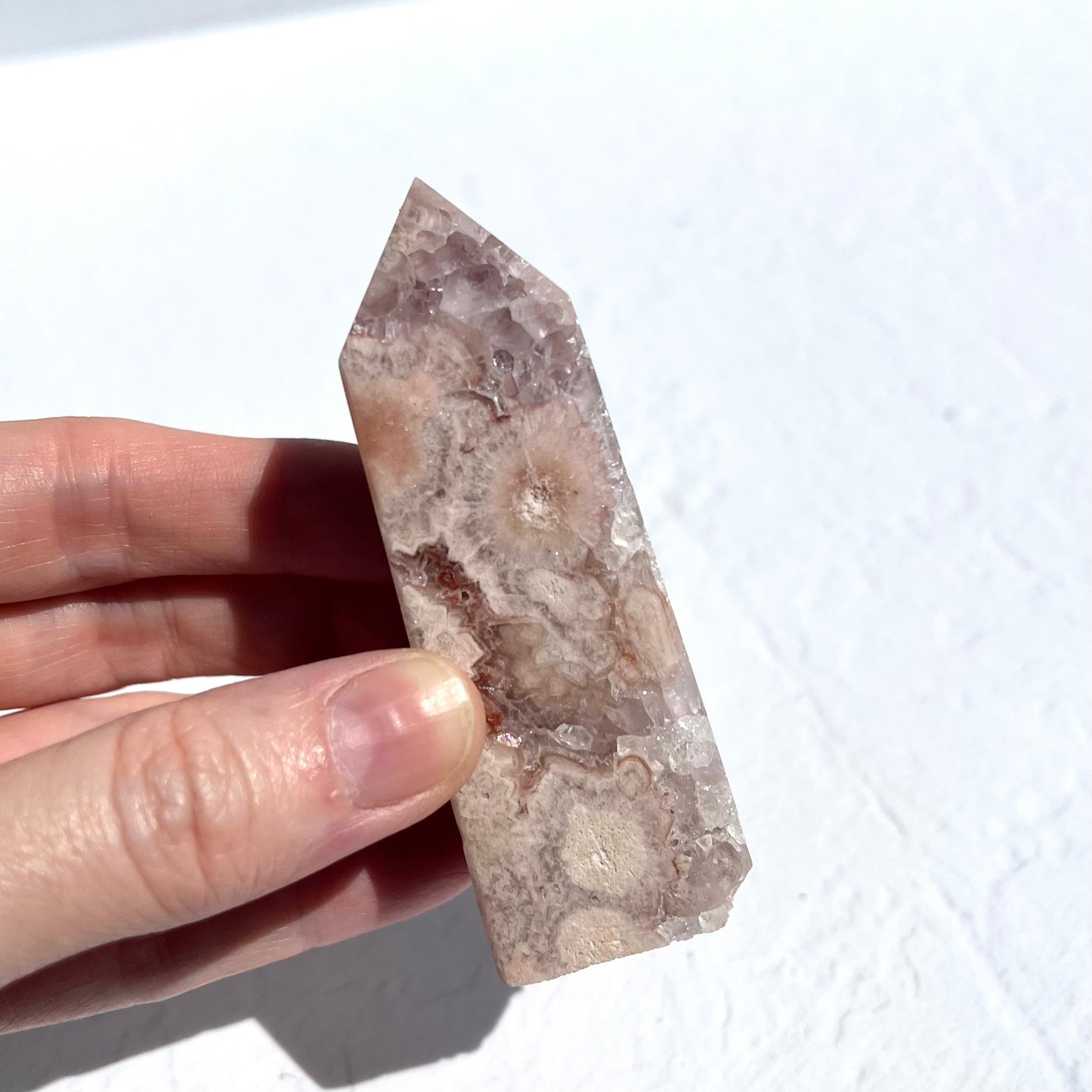 Pink Amethyst & Flower Agate Hybrid Point / 110g