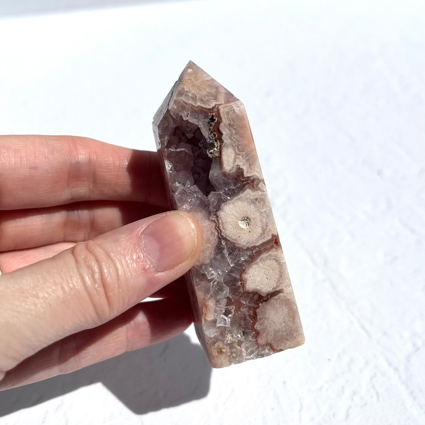 Pink Amethyst & Flower Agate Hybrid Point / 110g