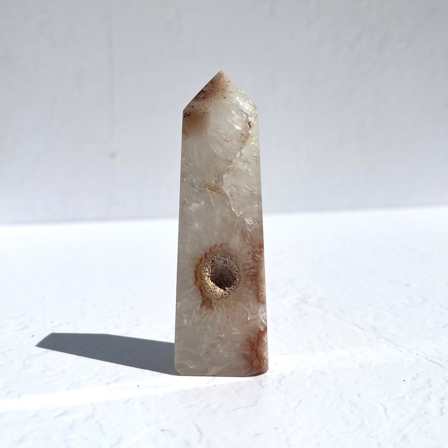 Pink (Sakura) Flower Agate Point with Quartz / 110g