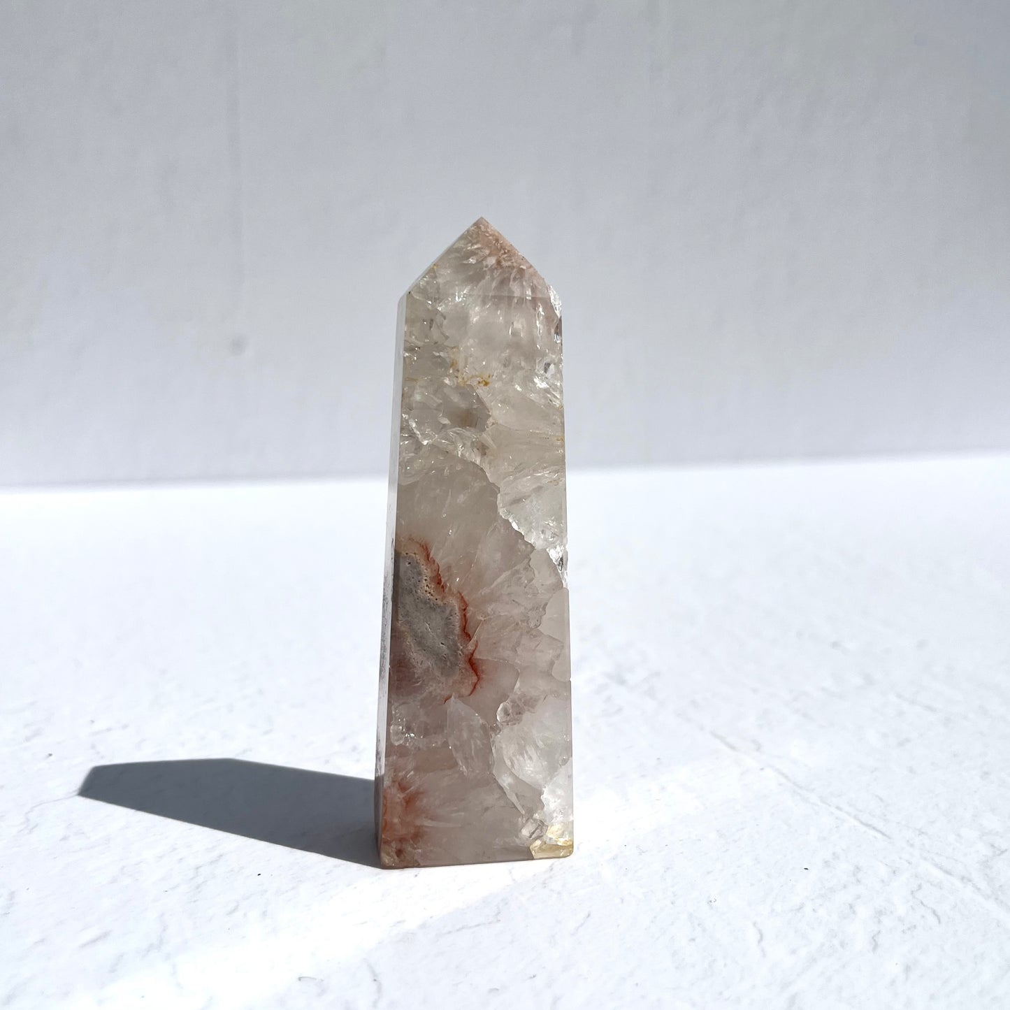 Pink (Sakura) Flower Agate Point with Quartz / 110g