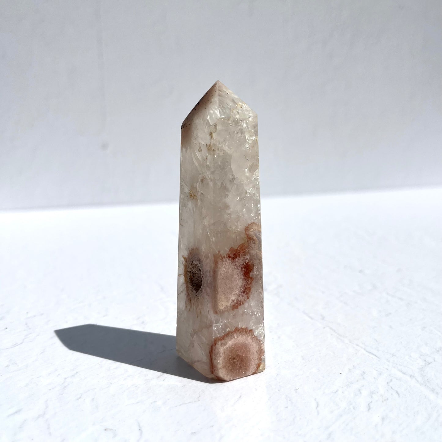 Pink (Sakura) Flower Agate Point with Quartz / 110g
