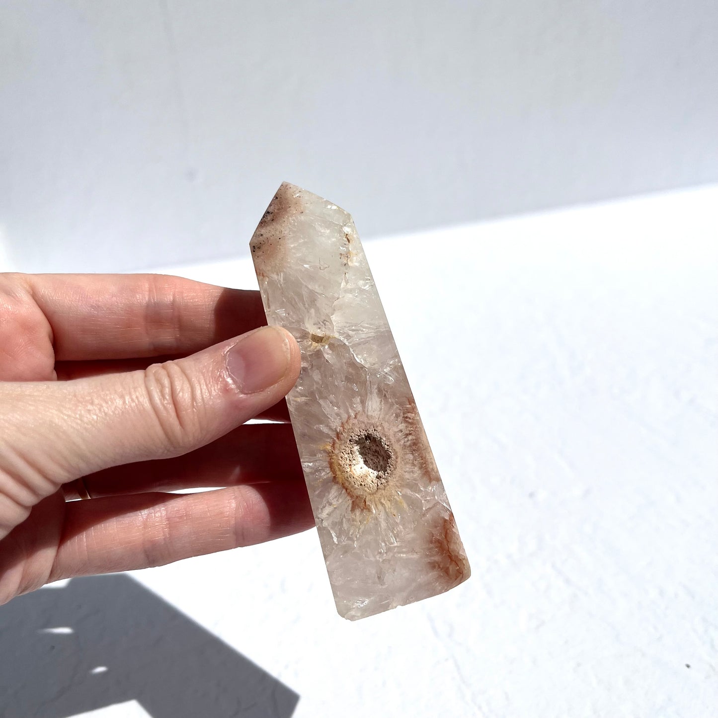Pink (Sakura) Flower Agate Point with Quartz / 110g
