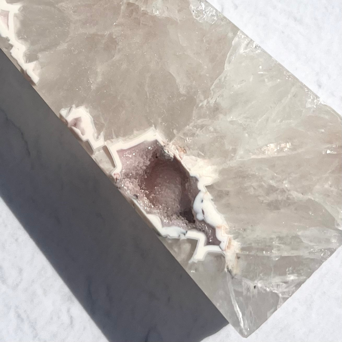 Pink (Sakura) Flower Agate Point with Sugar Druzy / 138g