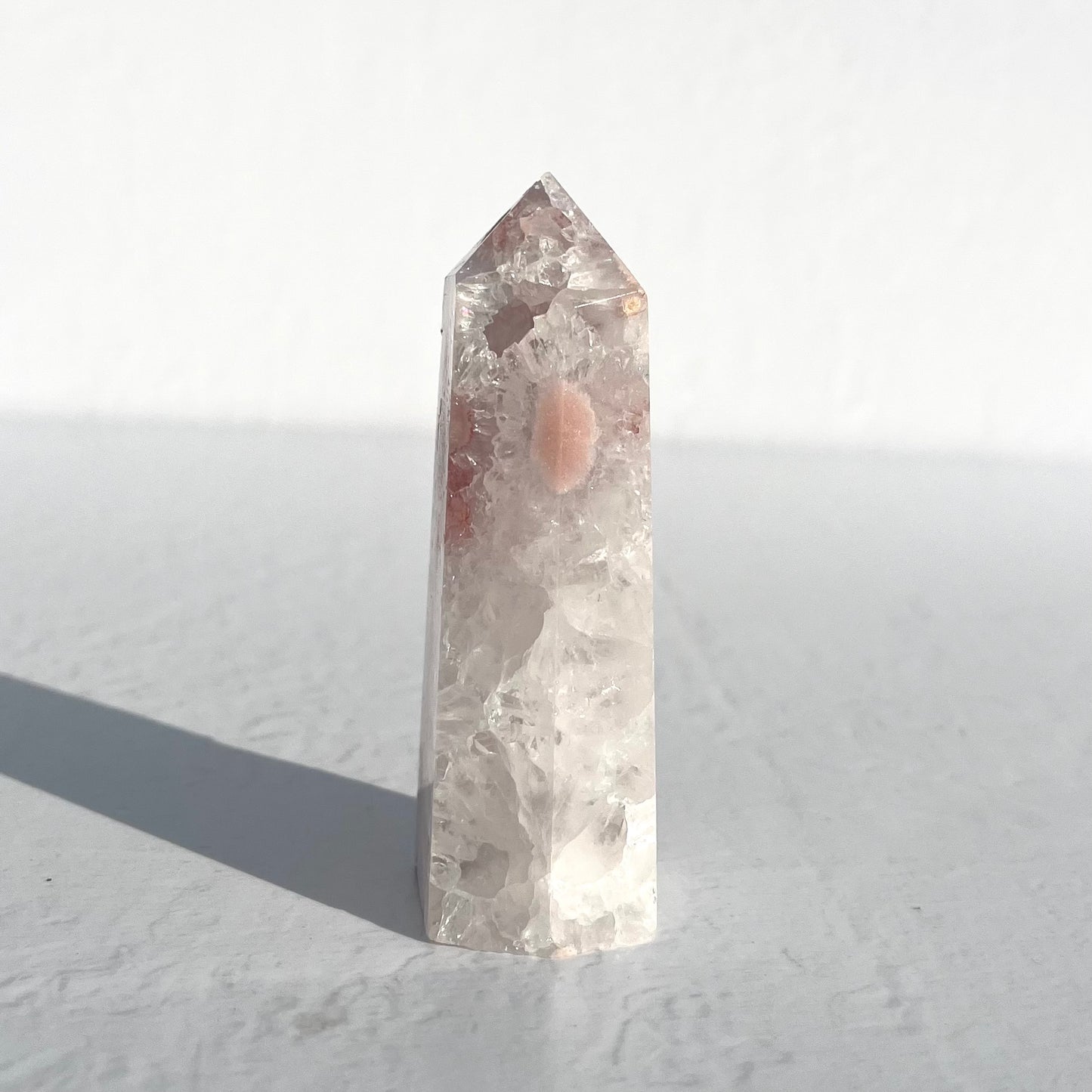 Pink (Sakura) Flower Agate Point with Quartz / 125g