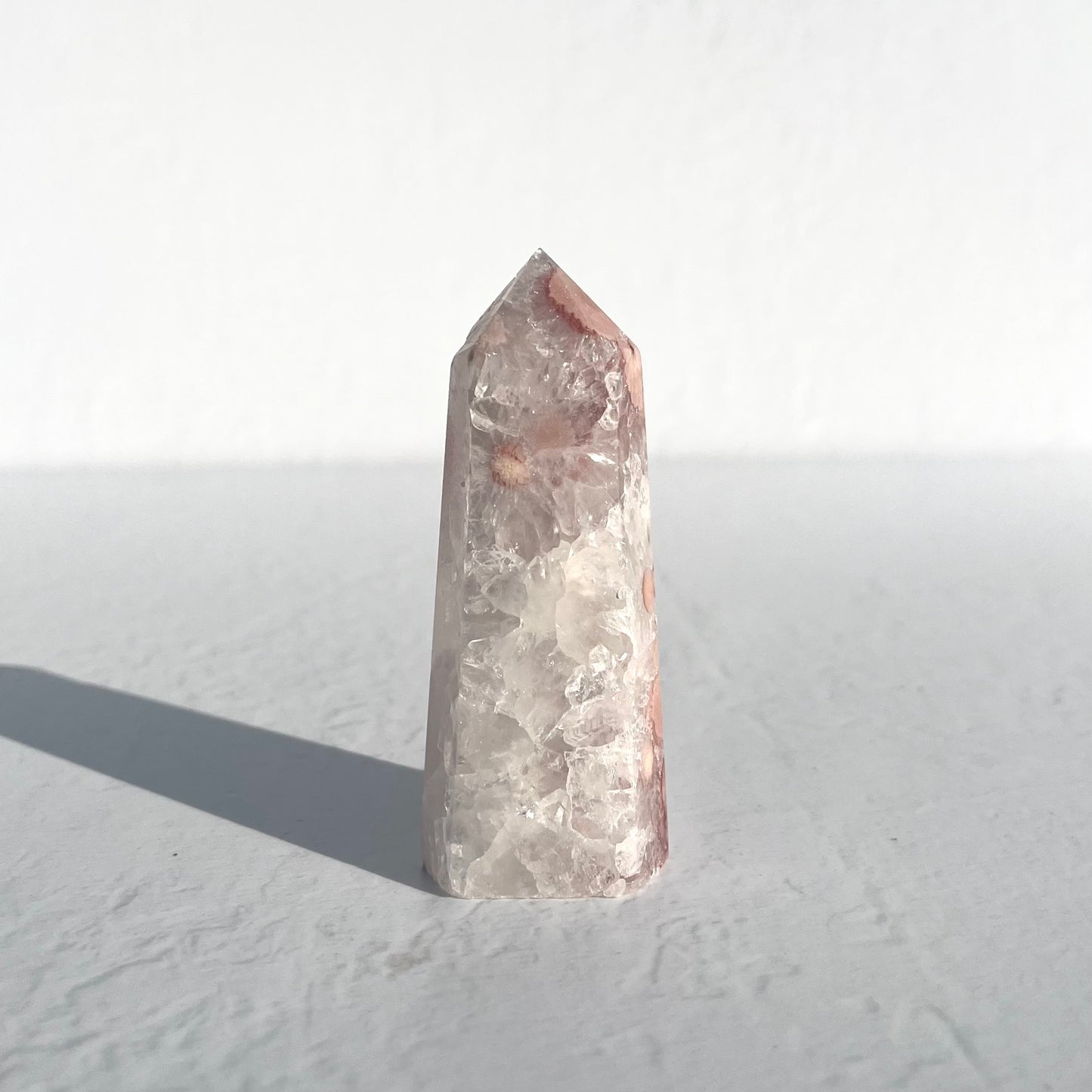 Pink (Sakura) Flower Agate Point with Quartz / 125g