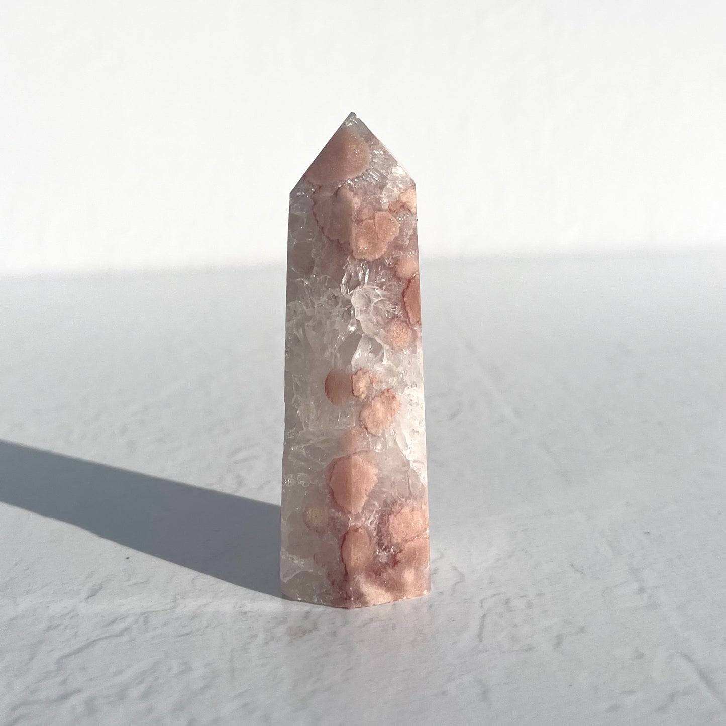 Pink (Sakura) Flower Agate Point with Quartz / 125g
