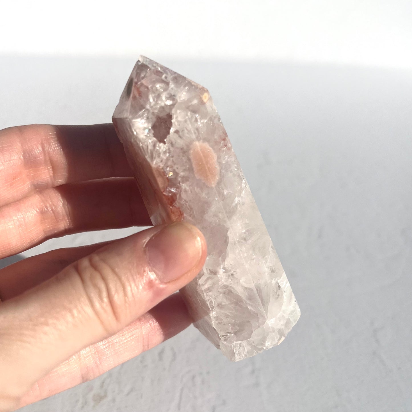 Pink (Sakura) Flower Agate Point with Quartz / 125g