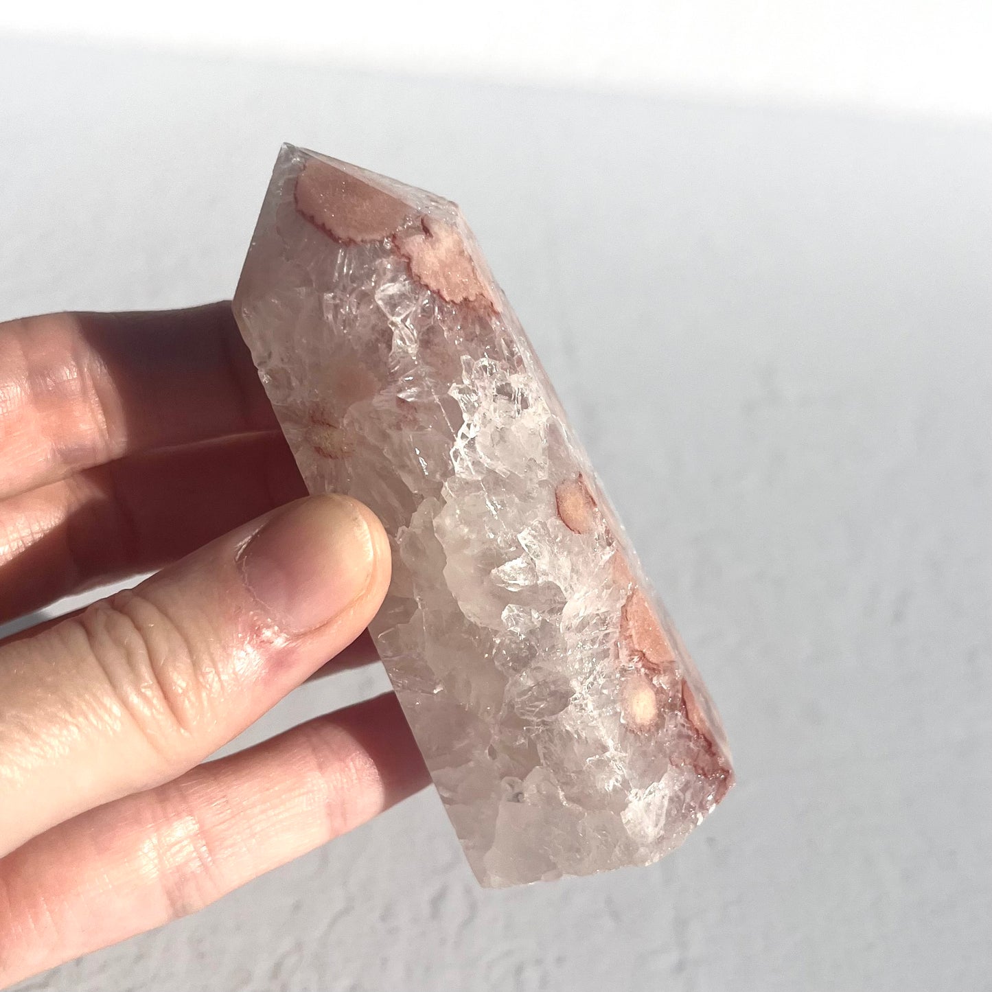 Pink (Sakura) Flower Agate Point with Quartz / 125g