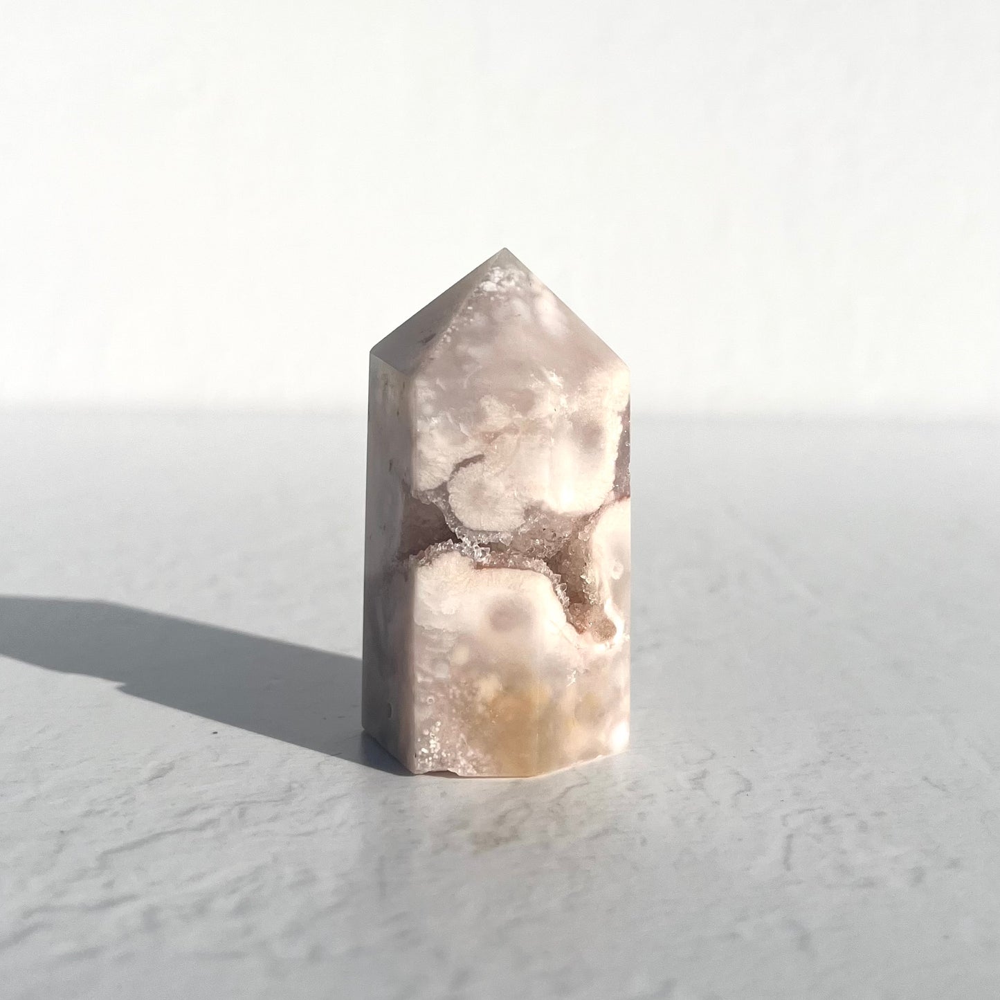 Pink (Sakura) Flower Agate Hexagon Point / 91g