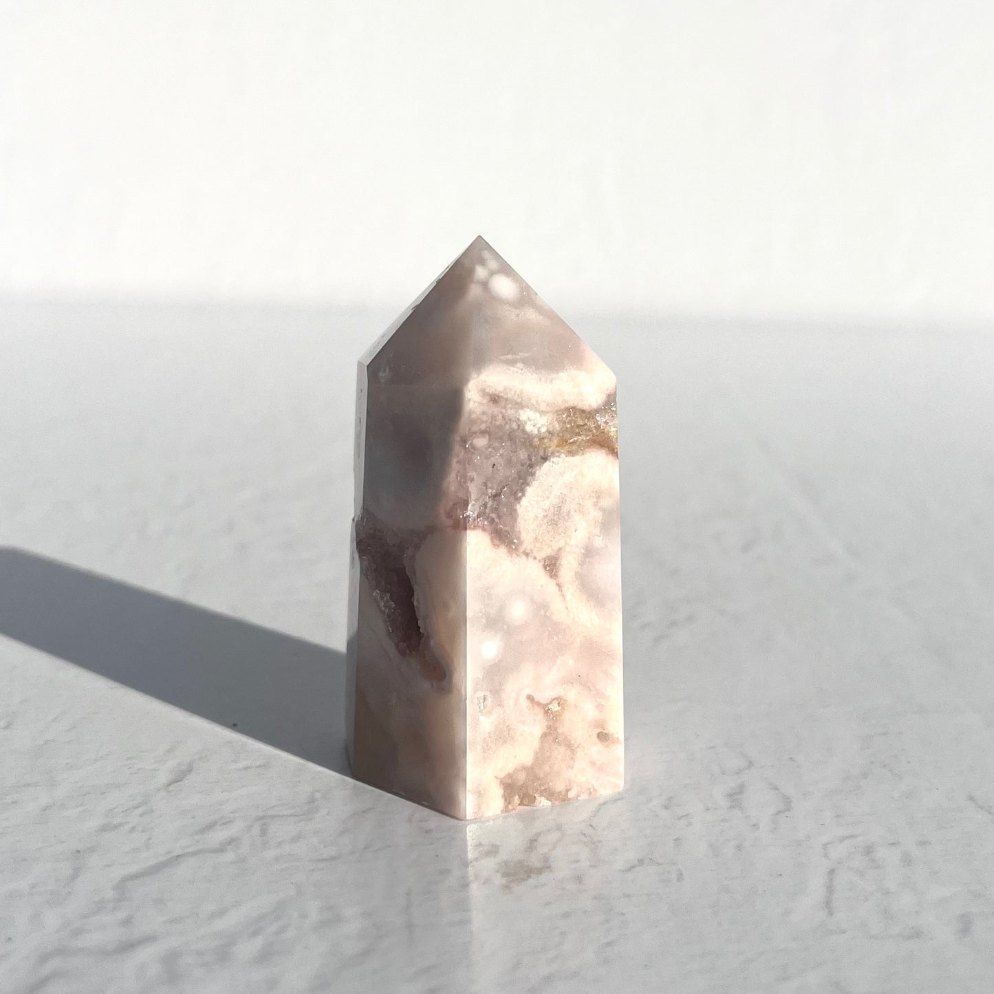Pink (Sakura) Flower Agate Hexagon Point / 91g