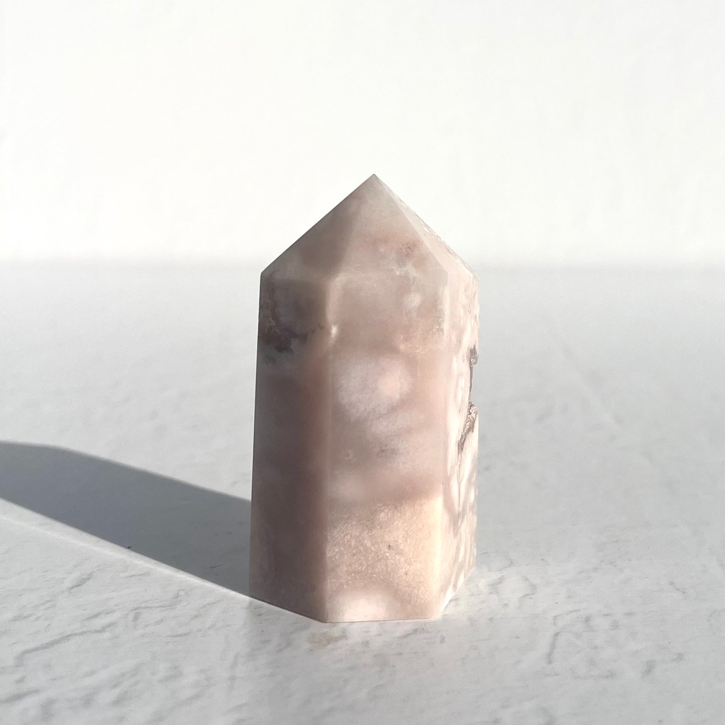 Pink (Sakura) Flower Agate Hexagon Point / 91g