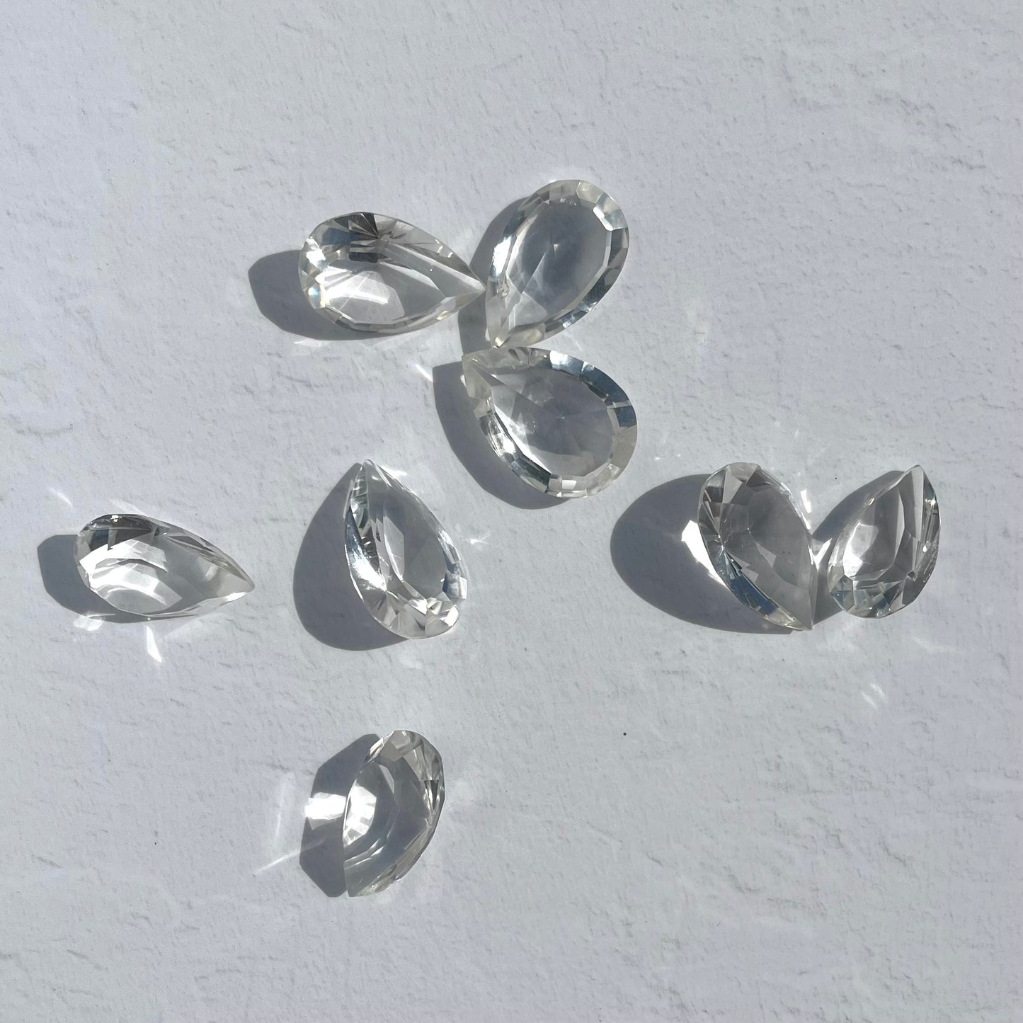 Clear Quartz Teadrop Diamond Carving