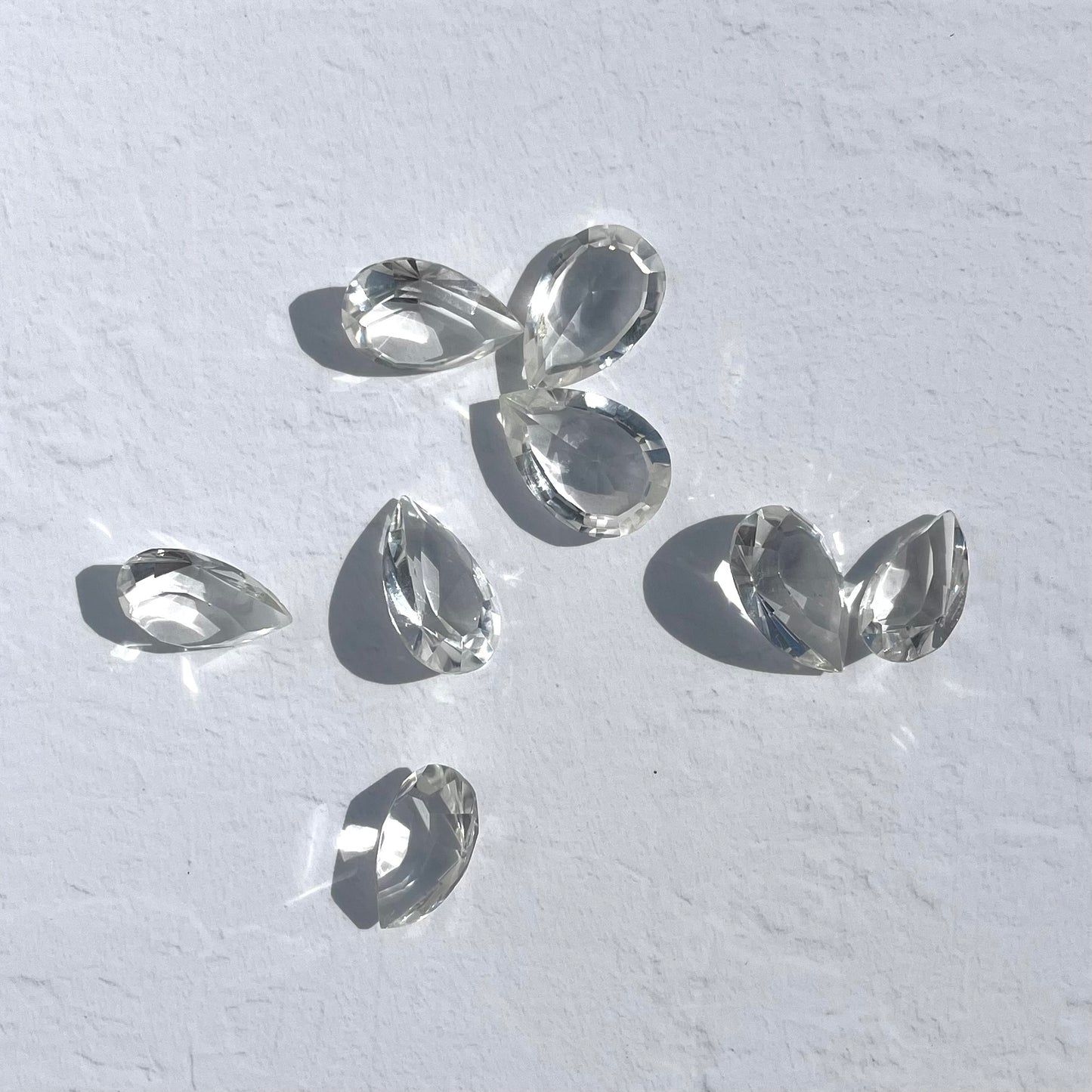 Clear Quartz Teadrop Diamond Carving