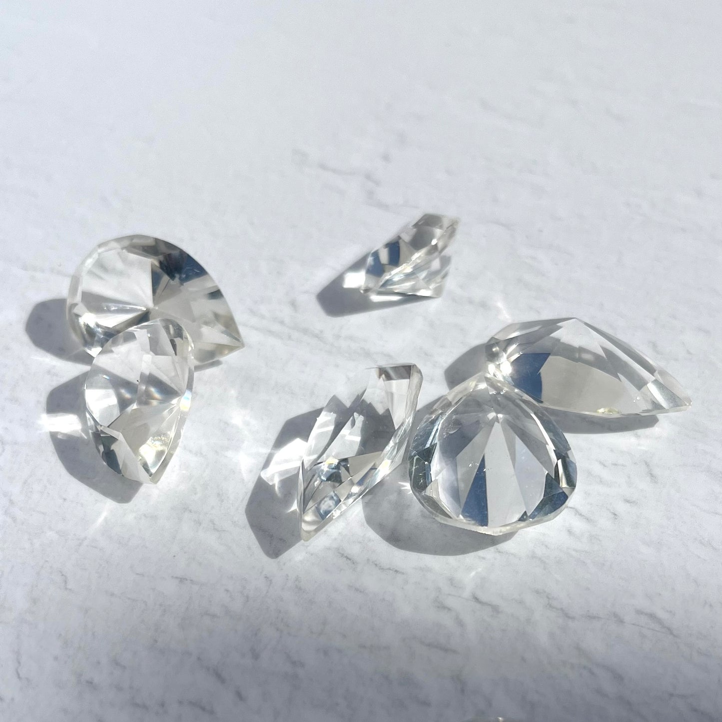 Clear Quartz Teadrop Diamond Carving