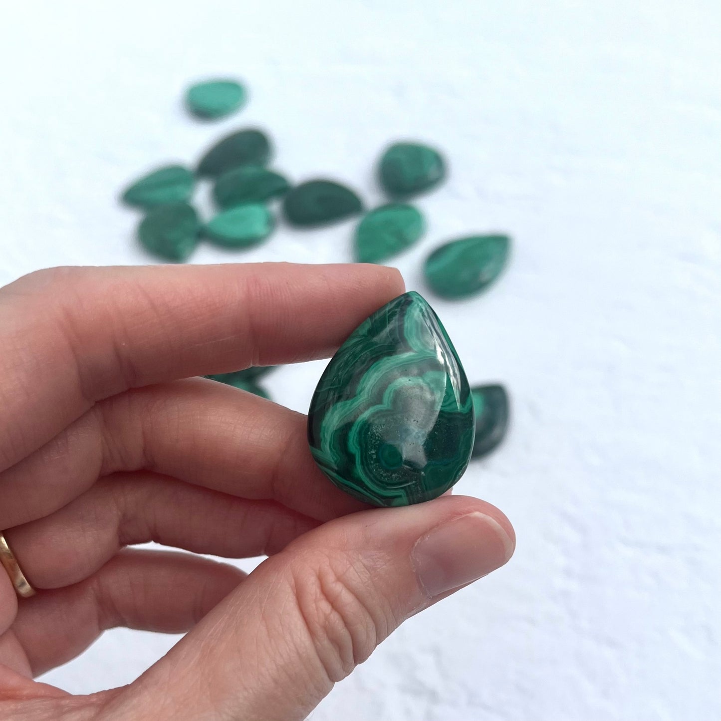 Malachite Teardrop Pendant Carvings