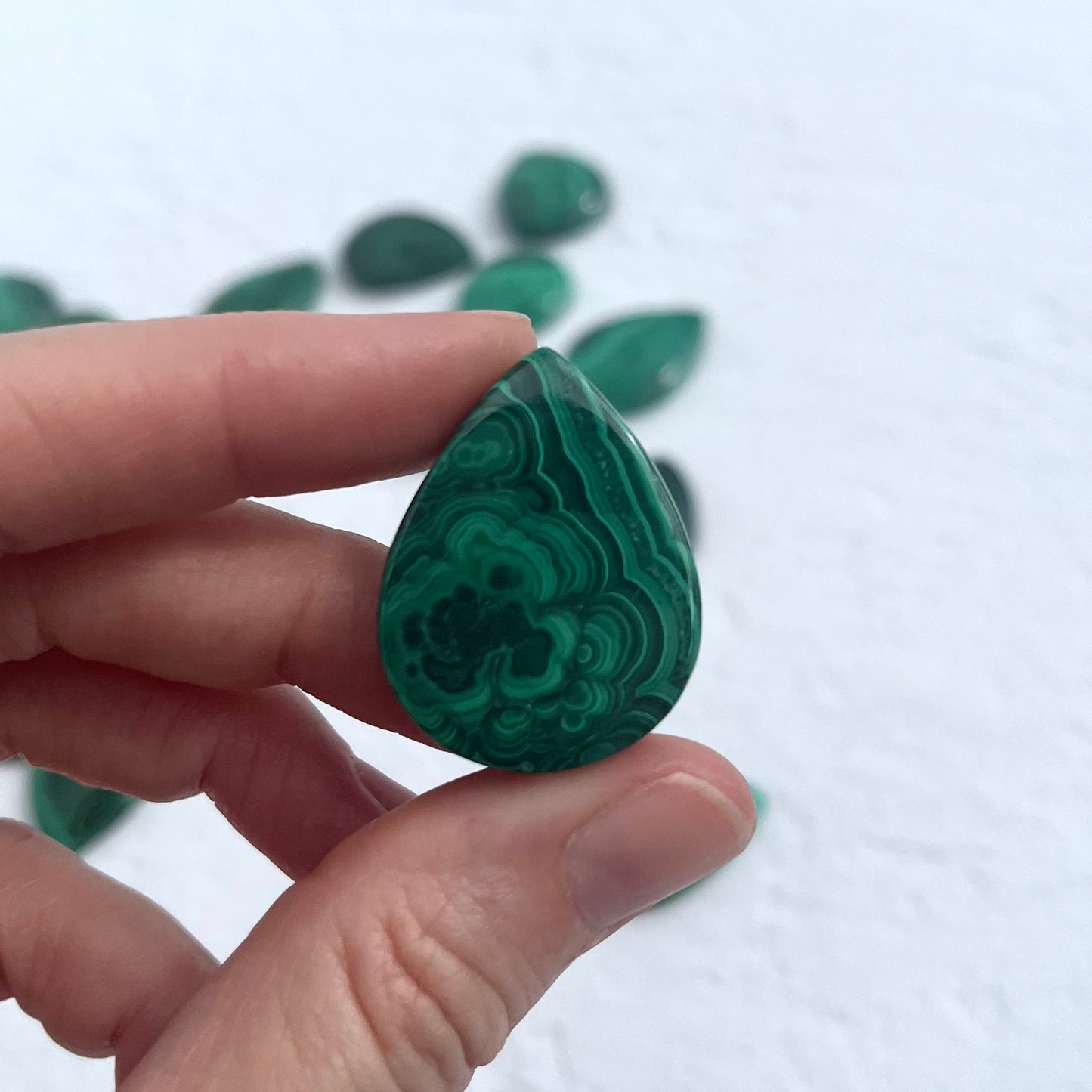 Malachite Teardrop Pendant Carvings