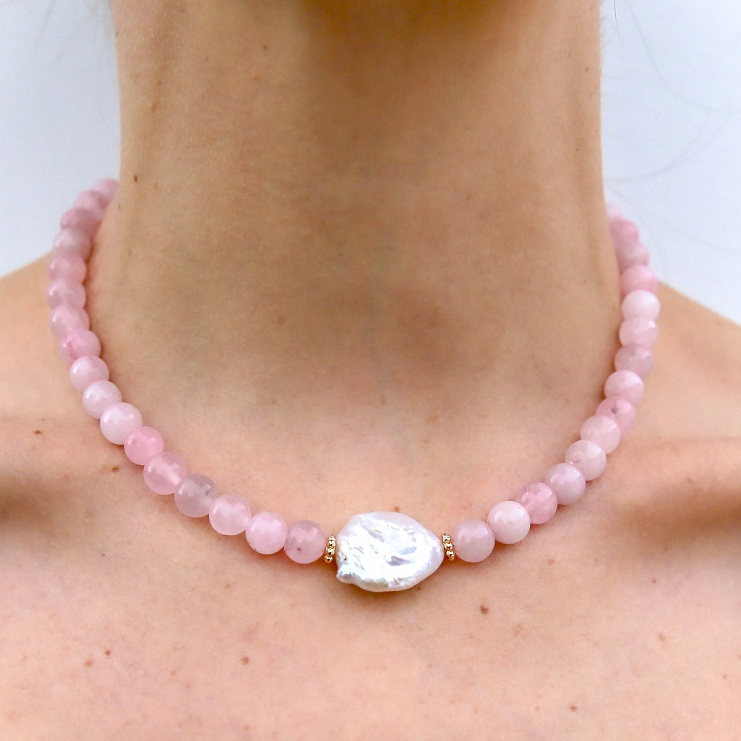Pearl Rose Quartz Necklace