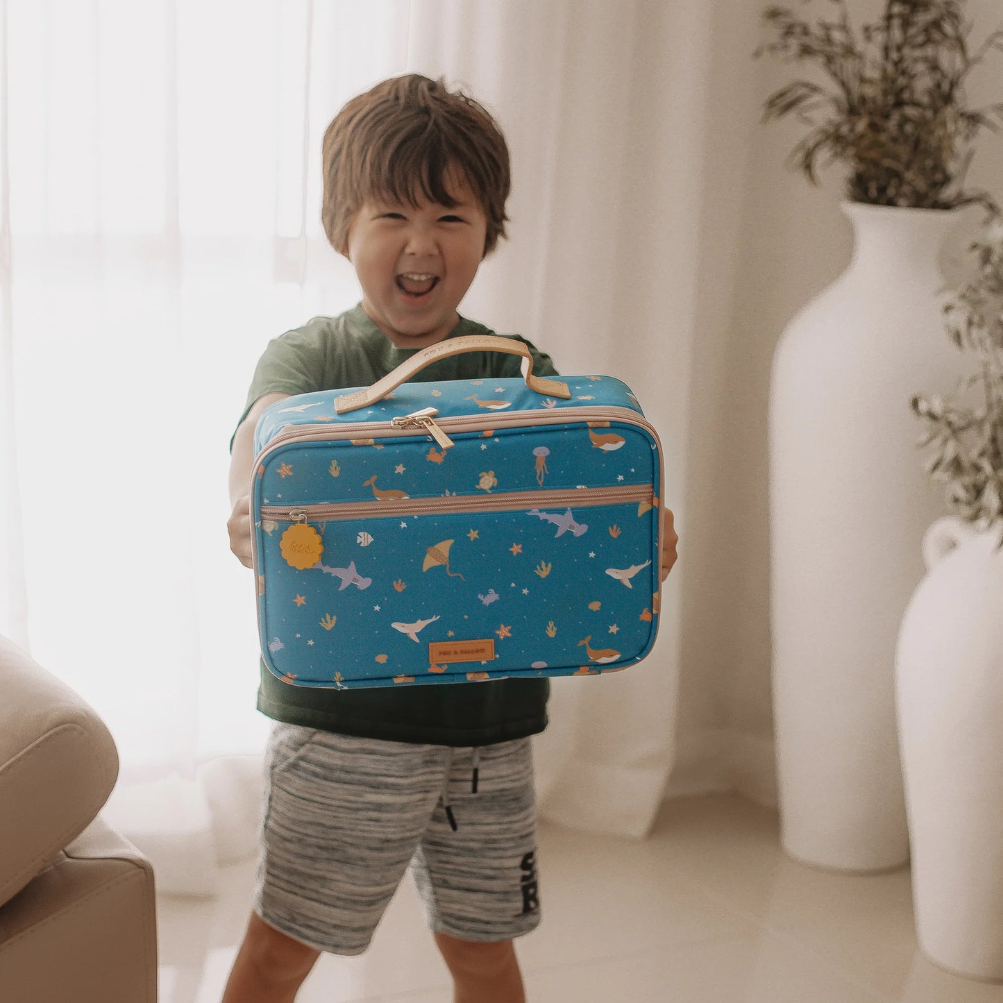 Ocean Creatures Marine Blue Large Lunch Bag