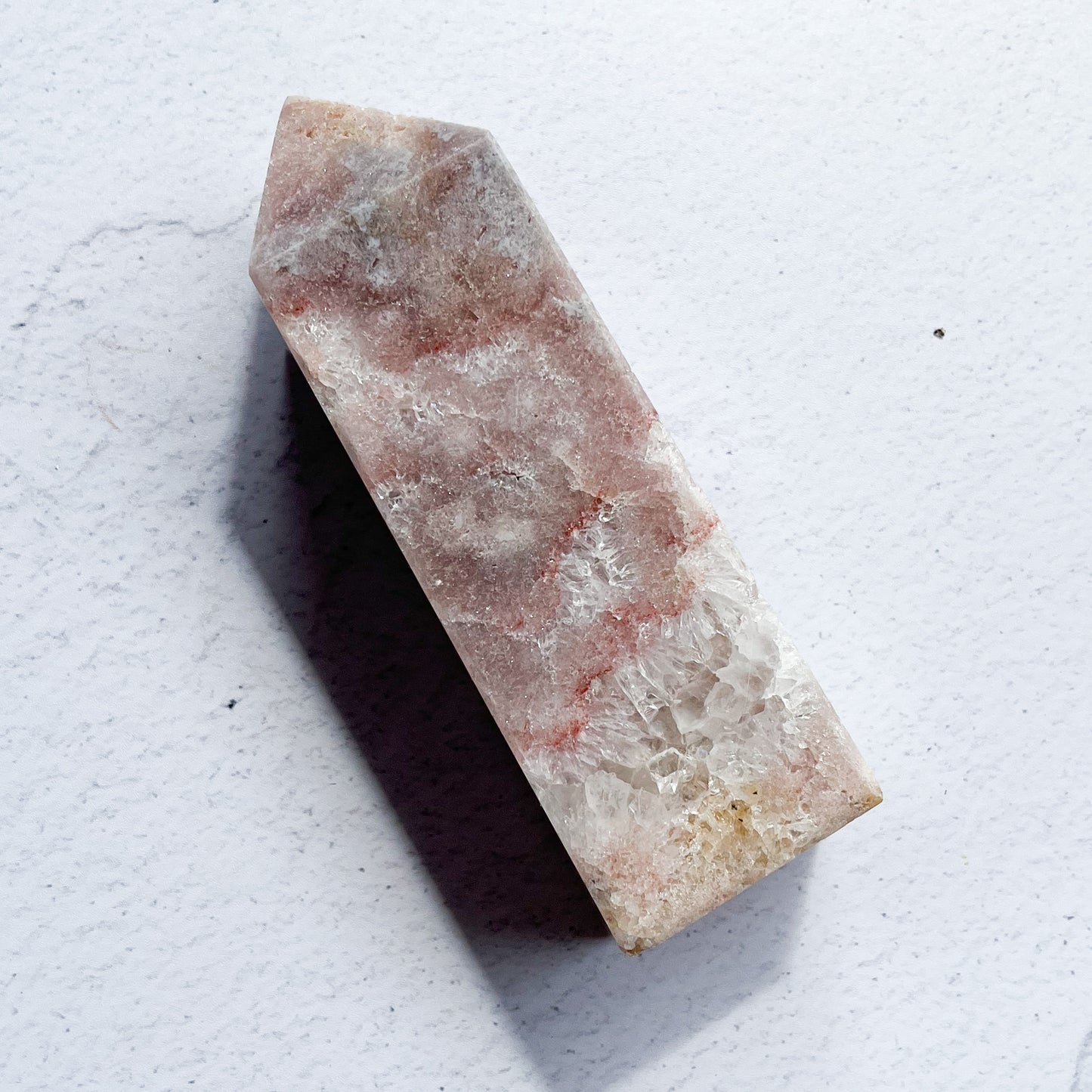 Pink Amethyst Tower with Quartz inclusions / 337g