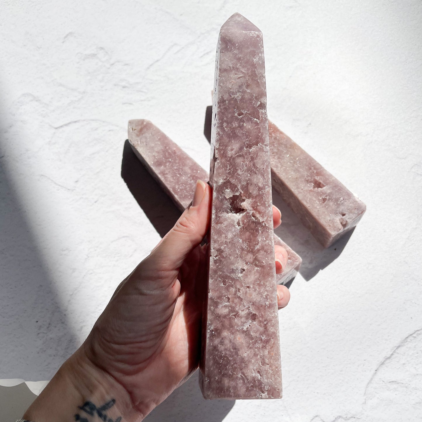 Pink amethyst Obelisk Set