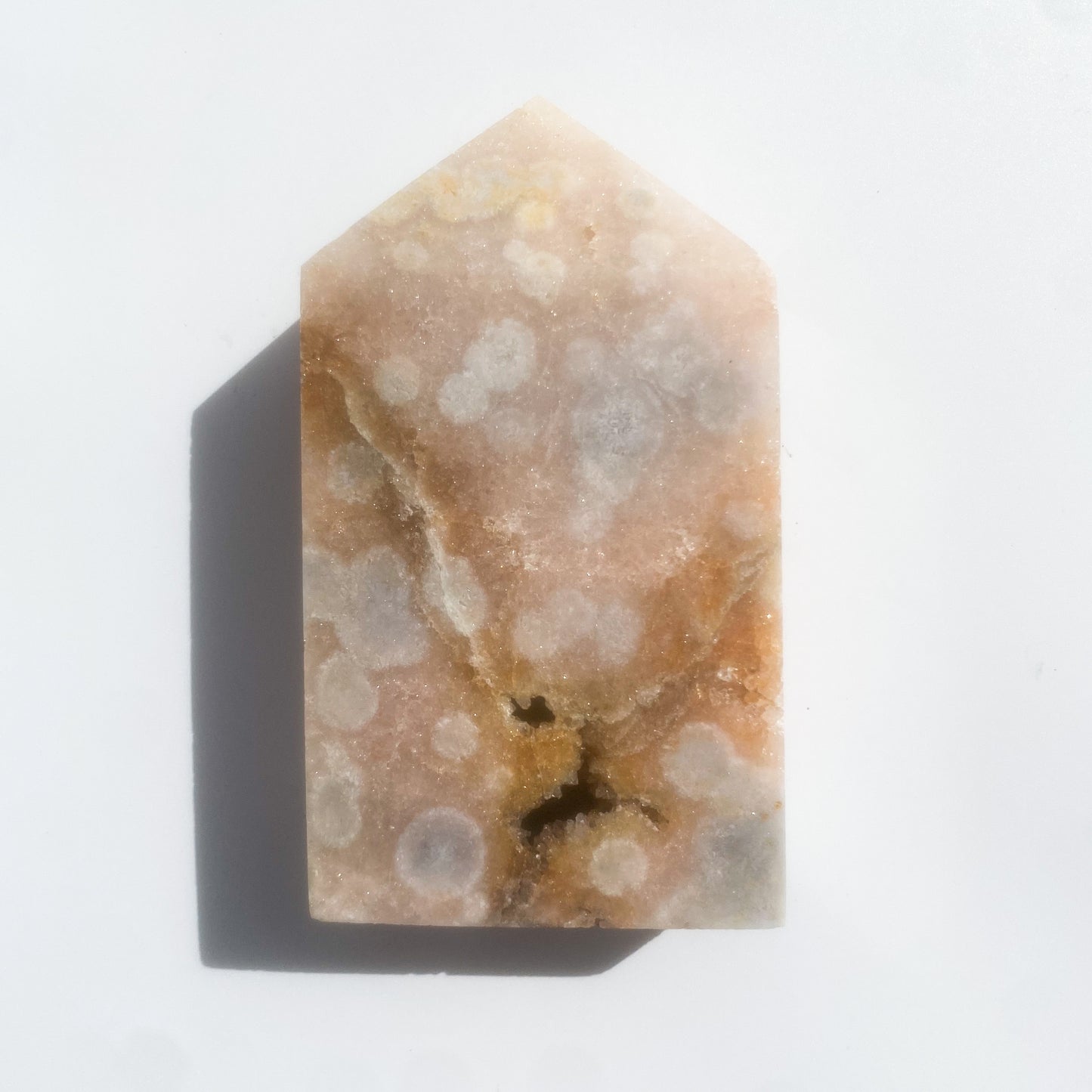 Pink Amethyst, Flower Agate & Citrine Hybrid Tower with druzys (highest quality) / 515g