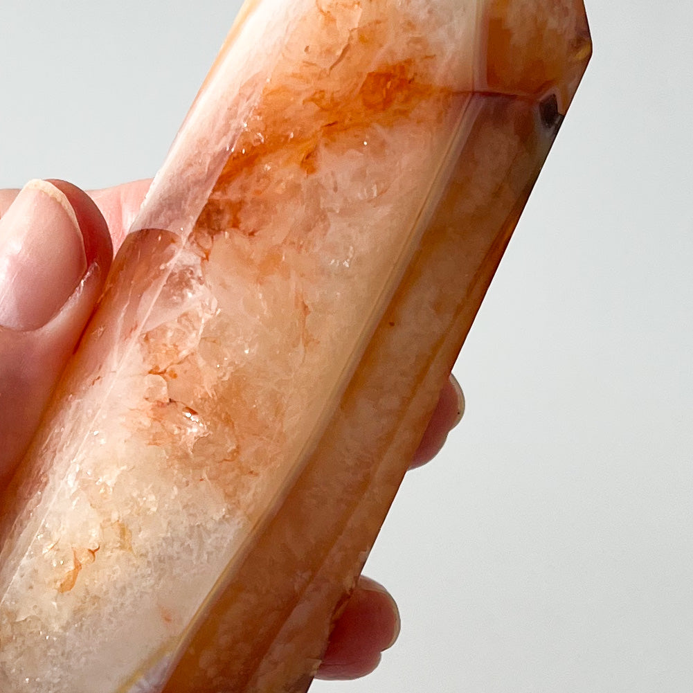 Carnelian Tower with Quartz / 212g