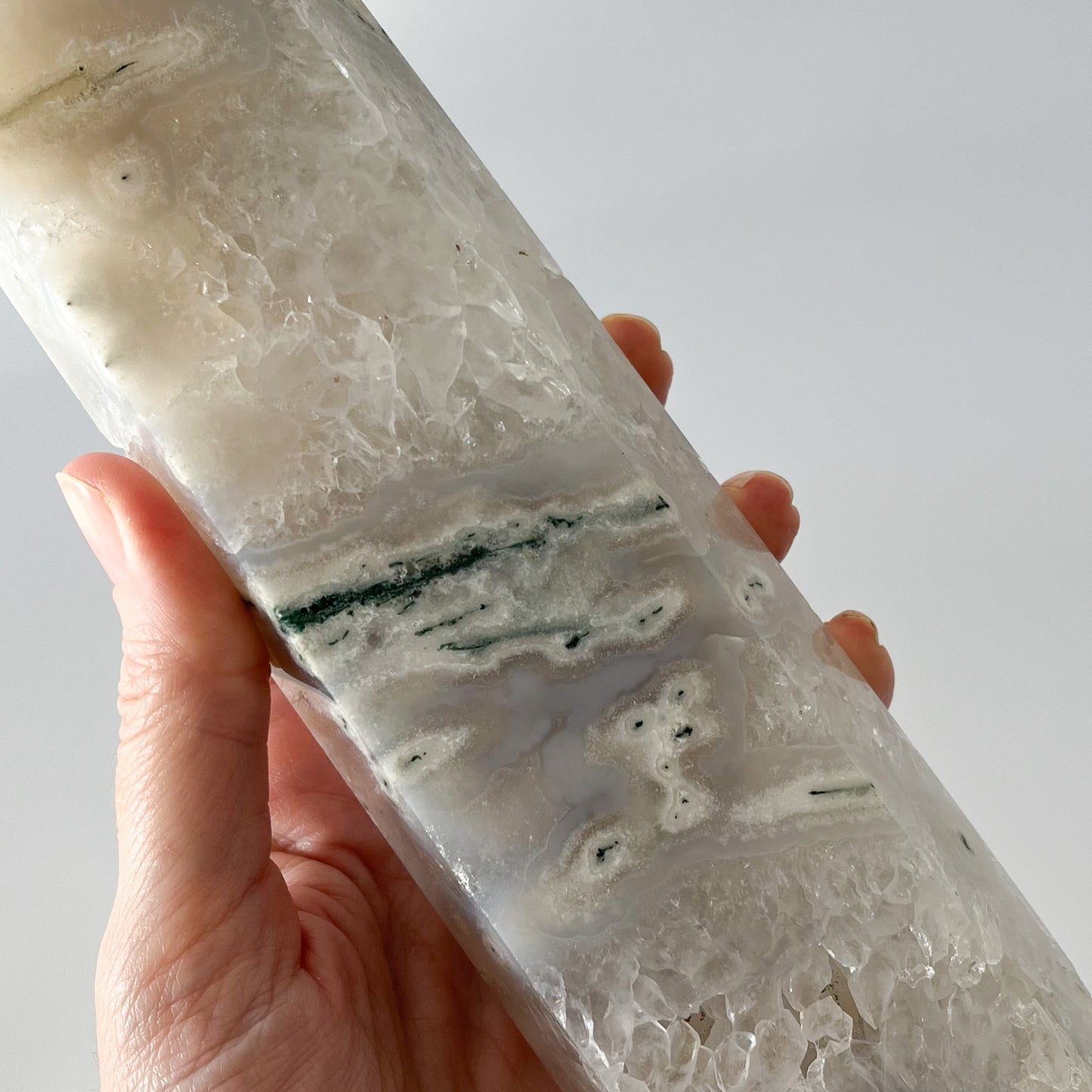 White Moss Agate Tower / 996g