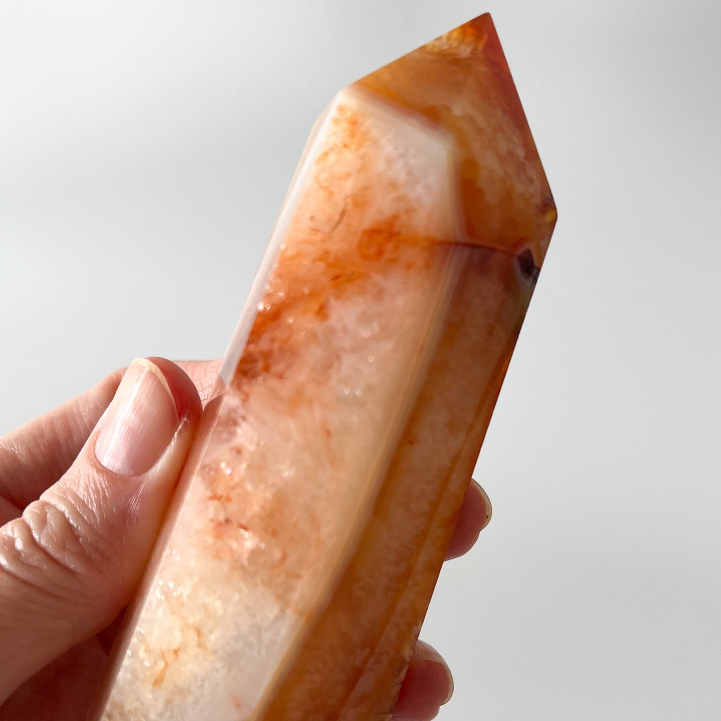 Carnelian Tower with Quartz / 212g