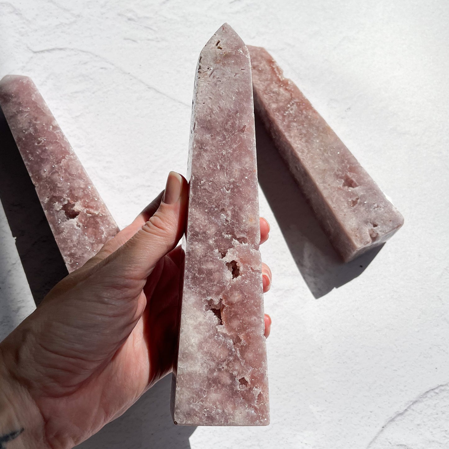 Pink amethyst Obelisk Set