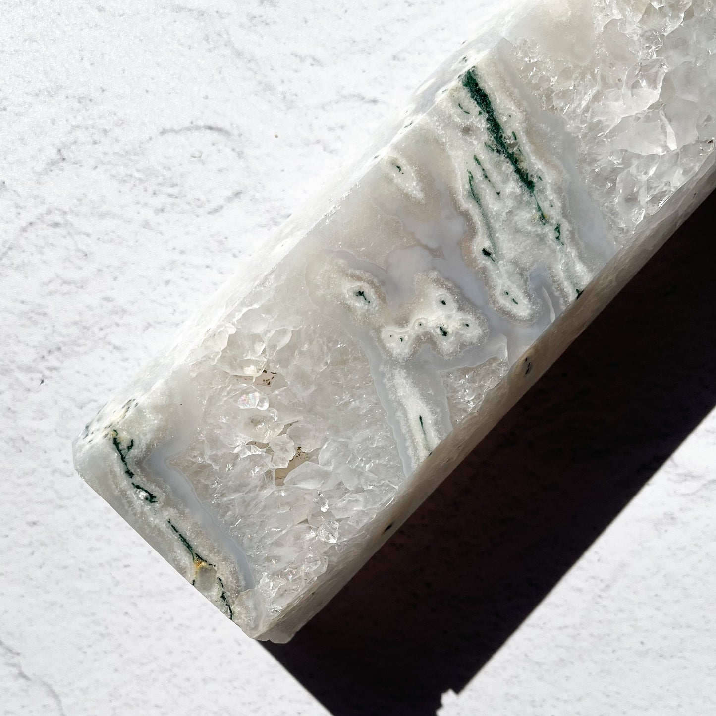White Moss Agate Tower / 996g