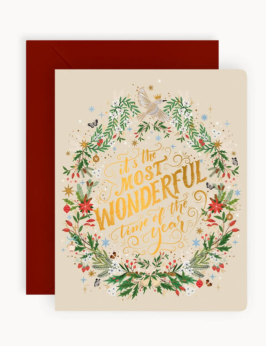 "It's the most wonderful time of the year" Christmas Card (Wreath)